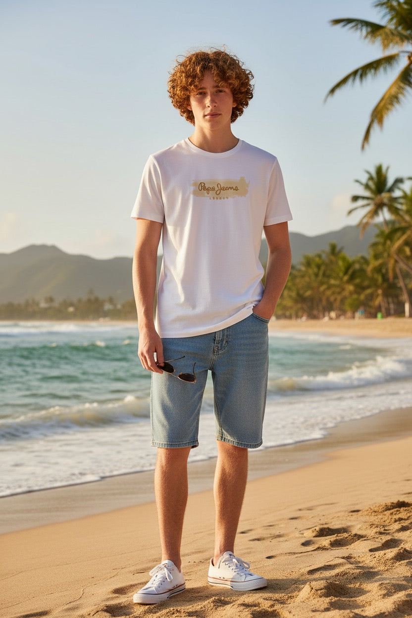 PEPE JEANS Мъжка Тениска - Бяла с Къс Ръкав