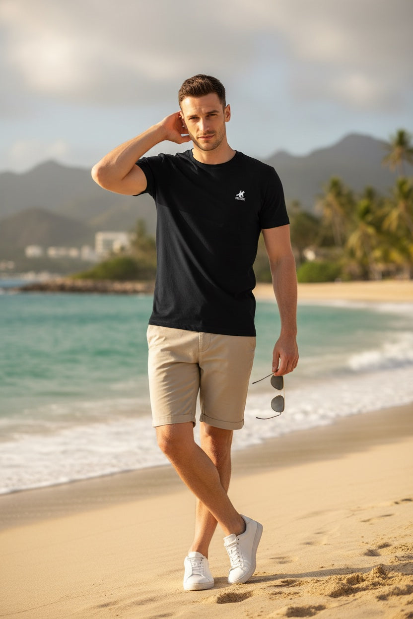 US GRAND POLO Мъжка Тениска  –  Елегантна Класика в Черно