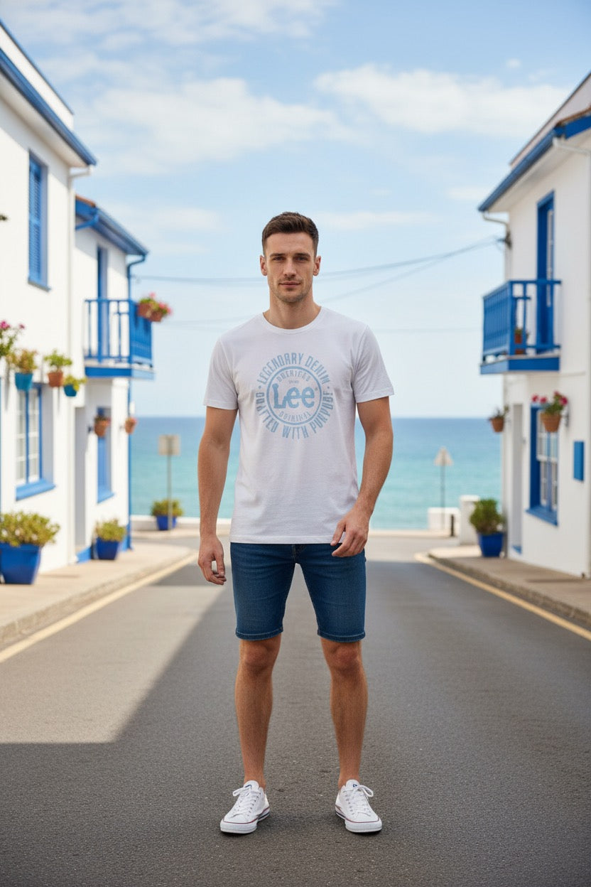 LEE Мъжка Тениска с Къс Ръкав – Бяла