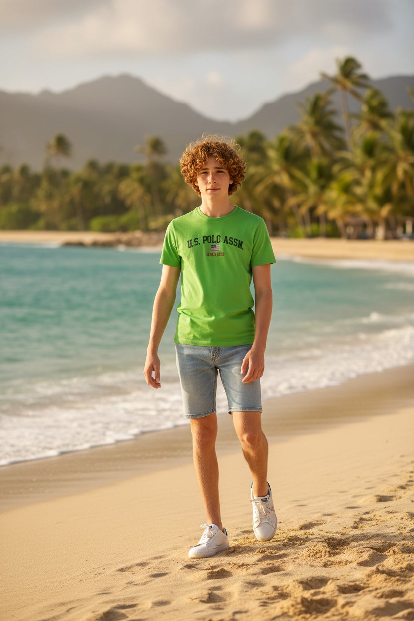 U.S. POLO ASSN. Мъжка тениска "NICK" – Ярко Зелена