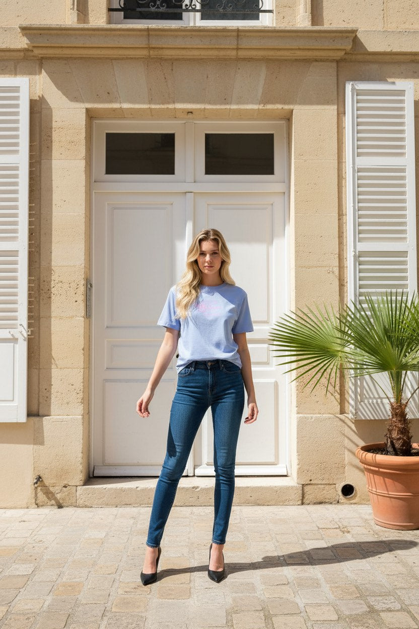 CALVIN KLEIN Дамска Тениска с Къс Ръкав - Светлосиня