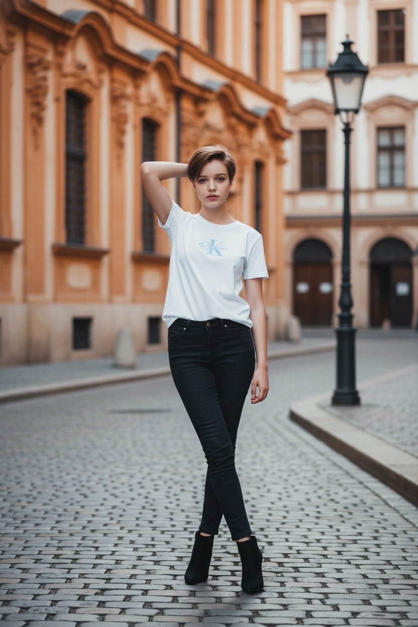 CALVIN KLEIN Дамска Тениска – Изчистена Класика в Бяло